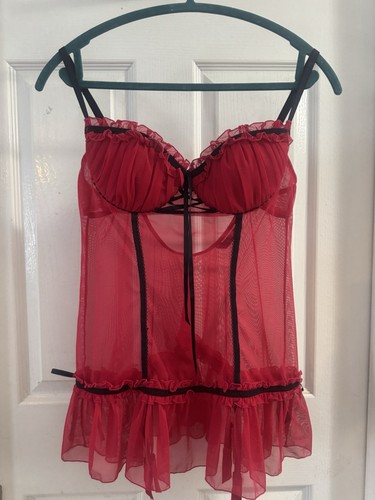 Red babydoll lingerie night - red, /